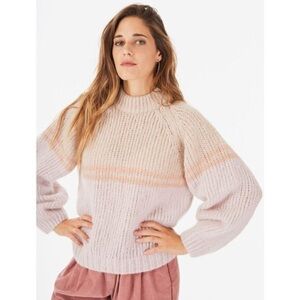 Xirena Lurex Knit Alpaca Merino Sweater Pink Striped Mock Neck Size M